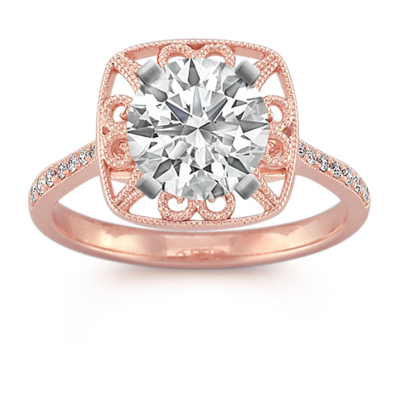 Vintage Halo Diamond Engagement Ring in Rose Gold Vintage Halo Diamond Engagement Ring in Rose Gold