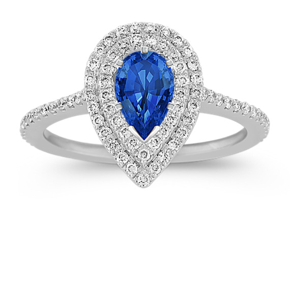 Pear Halo Engagement Ring with Pavé-Set Diamonds Pear Halo Engagement Ring with Pavé-Set Diamonds