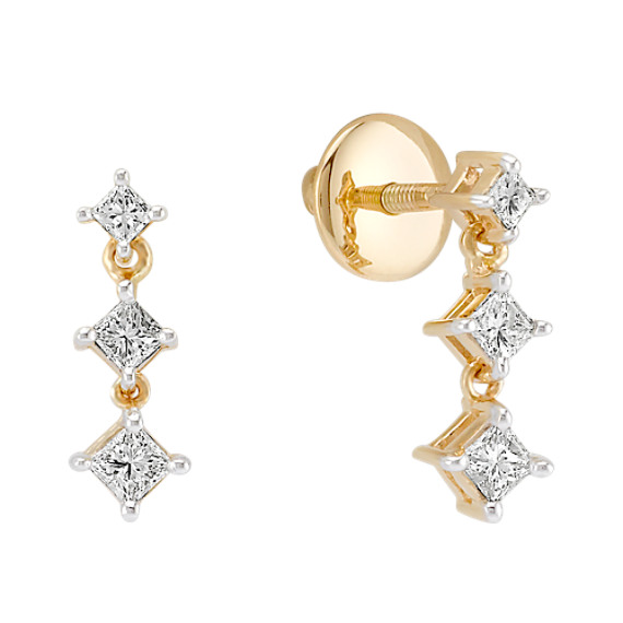 1/3 c.t. t.w. Princess Cut Diamond Three-Stone Earrings 1/3 c.t. t.w. Princess Cut Diamond Three-Stone Earrings