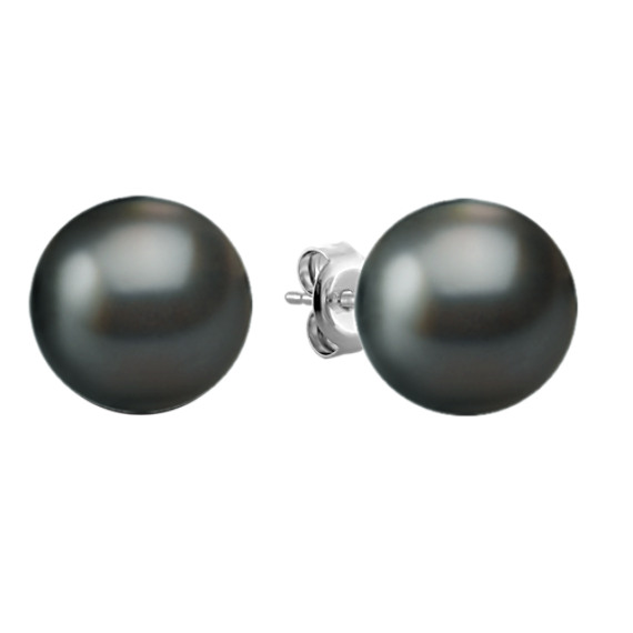10mm Cultured Tahitian Pearl Solitaire Earrings 10mm Cultured Tahitian Pearl Solitaire Earrings
