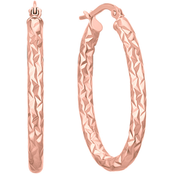 14k Rose Gold Textured Hoop Earrings 14k Rose Gold Textured Hoop Earrings