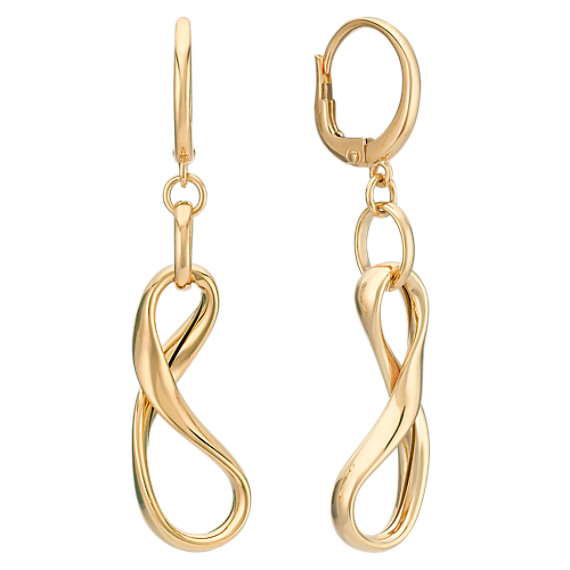 14k Yellow Gold Infinity Leverback Earrings 14k Yellow Gold Infinity Leverback Earrings