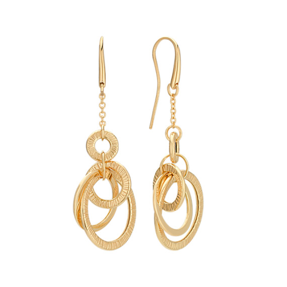 14k Yellow Gold Multi-Circle Dangle Earrings 14k Yellow Gold Multi-Circle Dangle Earrings