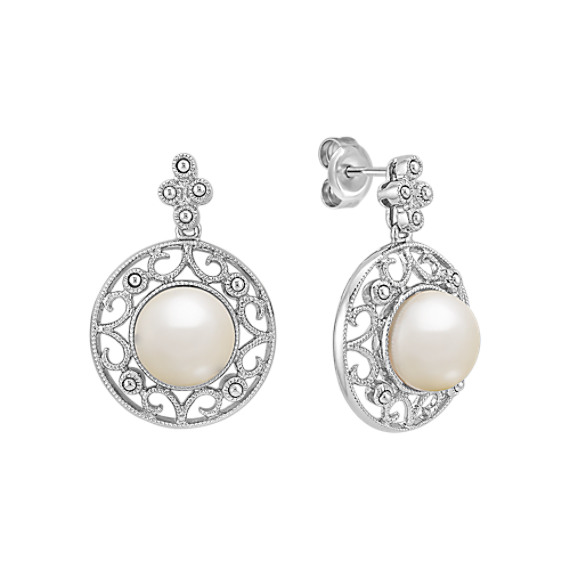 8.5mm Cultured Freshwater Pearl Earrings in Sterling Silver 8.5mm Cultured Freshwater Pearl Earrings in Sterling Silver