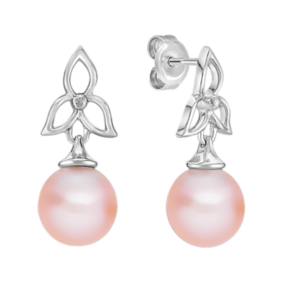 8.5mm Pink Cultured Freshwater Pearl and Sterling Silver Earrings 8.5mm Pink Cultured Freshwater Pearl and Sterling Silver Earrings