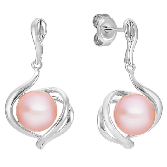 8mm Pink Cultured Freshwater Pearl and Sterling Silver Earrings 8mm Pink Cultured Freshwater Pearl and Sterling Silver Earrings