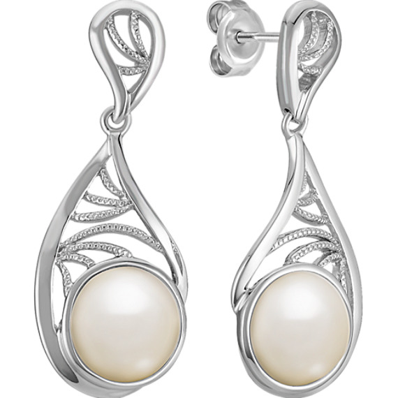 9mm Cultured Freshwater Pearl and Sterling Silver Earrings 9mm Cultured Freshwater Pearl and Sterling Silver Earrings