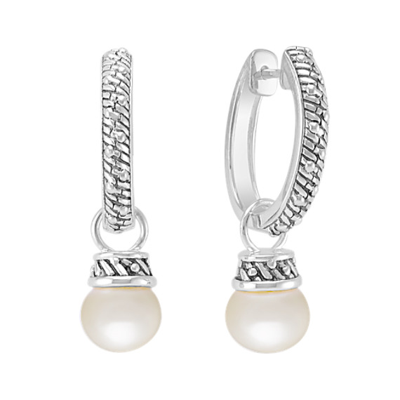 9mm Cultured Freshwater Pearl and Sterling Silver Hook Earrings 9mm Cultured Freshwater Pearl and Sterling Silver Hook Earrings