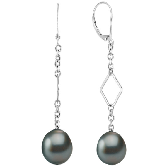 9mm Cultured Tahitian Pearl and Sterling Silver Earrings 9mm Cultured Tahitian Pearl and Sterling Silver Earrings