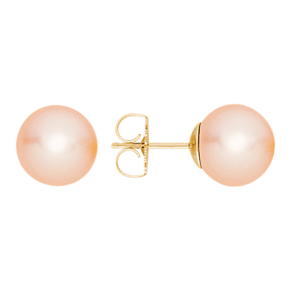 9mm Peach Cultured Freshwater Pearl Solitaire Earrings 9mm Peach Cultured Freshwater Pearl Solitaire Earrings