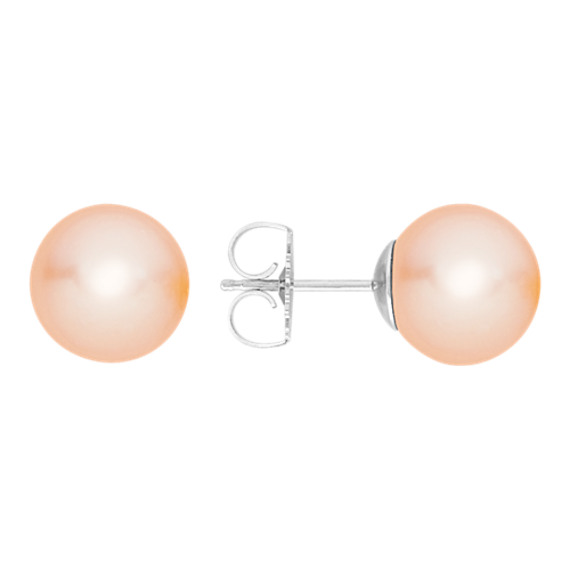 9mm Peach Cultured Freshwater Pearl Solitaire Earrings 9mm Peach Cultured Freshwater Pearl Solitaire Earrings