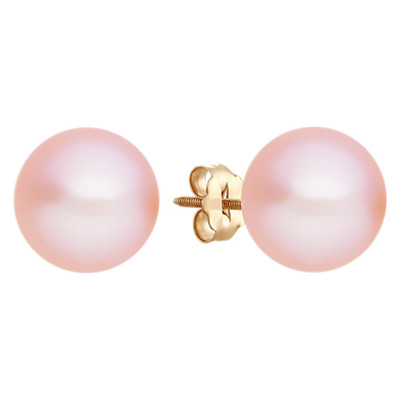 9mm Pink Cultured Freshwater Pearl Solitaire Earrings 9mm Pink Cultured Freshwater Pearl Solitaire Earrings
