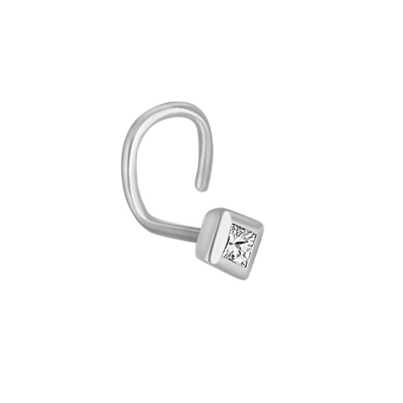Bezel Set Princess Cut Diamond Nose Ring Bezel Set Princess Cut Diamond Nose Ring