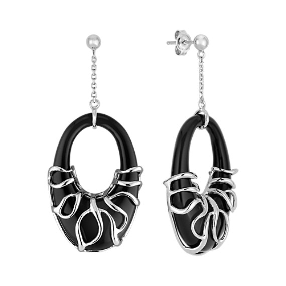 Black Agate and Sterling Silver Earrings Black Agate and Sterling Silver Earrings