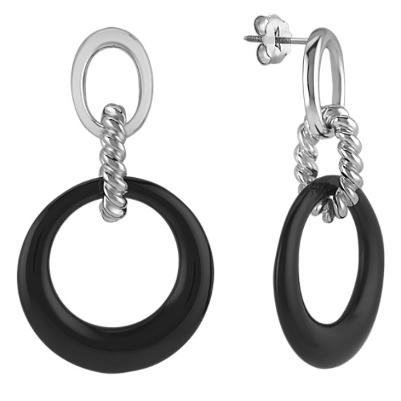 Black Agate and Sterling Silver Earrings Black Agate and Sterling Silver Earrings