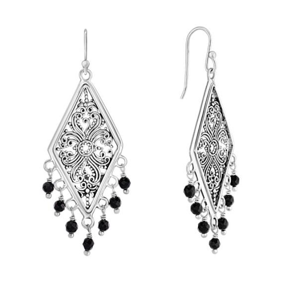 Black Agate and Sterling Silver Earrings Black Agate and Sterling Silver Earrings