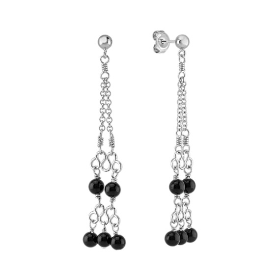 Black Agate and Sterling Silver Earrings Black Agate and Sterling Silver Earrings