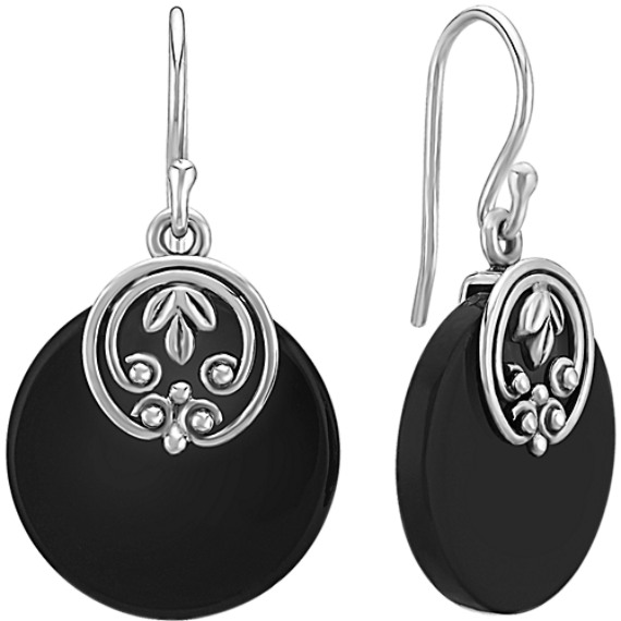 Black Agate and Sterling Silver Earrings Black Agate and Sterling Silver Earrings