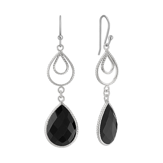 Black Agate and Sterling Silver Earrings Black Agate and Sterling Silver Earrings