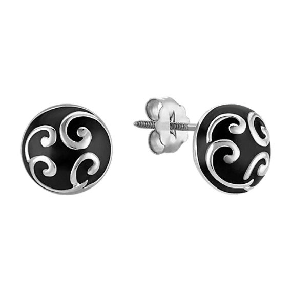 Black Agate and Sterling Silver Earrings Black Agate and Sterling Silver Earrings