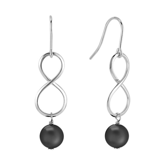Black Agate and Sterling Silver Infinity Earrings Black Agate and Sterling Silver Infinity Earrings