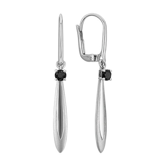 Black Sapphire and Sterling Silver Earrings Black Sapphire and Sterling Silver Earrings
