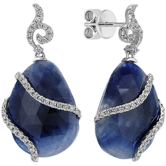 Cabochon Sapphire and Diamond Earrings Cabochon Sapphire and Diamond Earrings