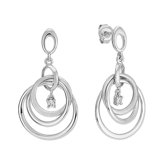 Diamond & Circle Sterling Silver Earrings Diamond & Circle Sterling Silver Earrings