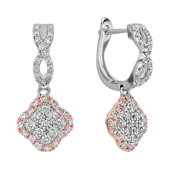 Diamond Cluster Earrings in White and Rose Gold Diamond Cluster Earrings in White and Rose Gold