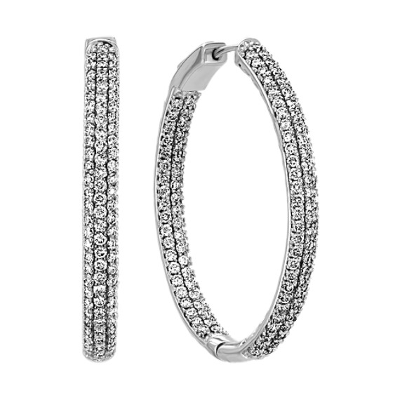 Diamond Hoop Earrings with Pavé Setting Diamond Hoop Earrings with Pavé Setting