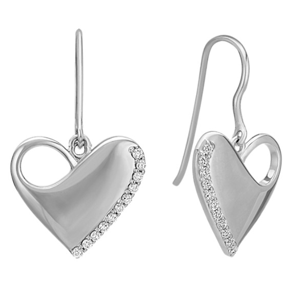 Engravable Diamond Heart Dangle Earrings Engravable Diamond Heart Dangle Earrings