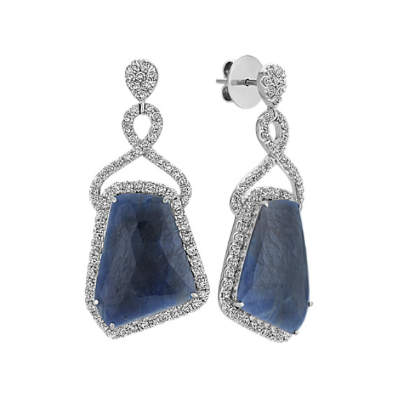 Freeform Sapphire and Diamond Earrings Freeform Sapphire and Diamond Earrings