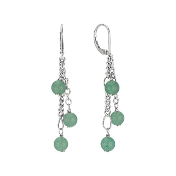 Green Aventurine and Sterling Silver Earrings Green Aventurine and Sterling Silver Earrings