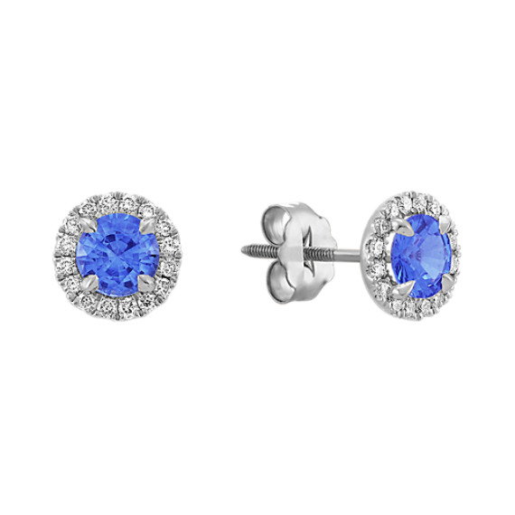 Halo Kentucky Blue Sapphire and Diamond Earrings Halo Kentucky Blue Sapphire and Diamond Earrings
