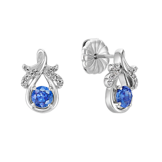 Kentucky Blue Sapphire and Diamond Earrings in Sterling Silver Kentucky Blue Sapphire and Diamond Earrings in Sterling Silver