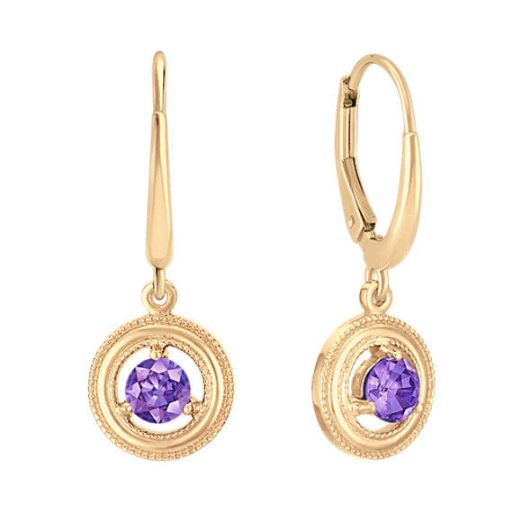 Lavender Sapphire Circle Leverback Earrings Lavender Sapphire Circle Leverback Earrings