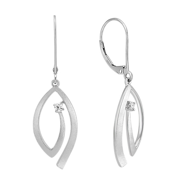 Modern Diamond and Sterling Silver Earrings Modern Diamond and Sterling Silver Earrings