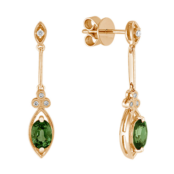 Oval Green Sapphire and Diamond Earrings Oval Green Sapphire and Diamond Earrings