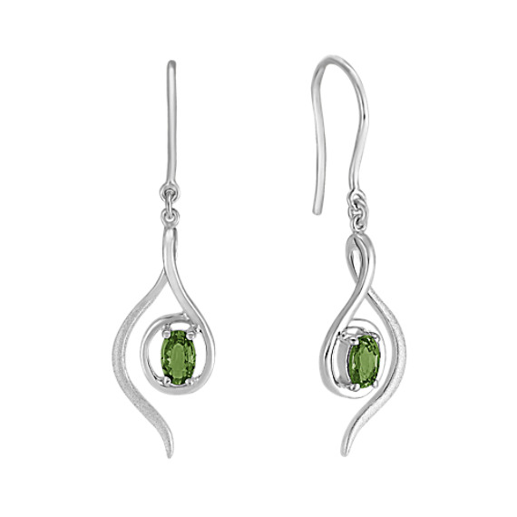 Oval Green Sapphire and Sterling Silver Earrings Oval Green Sapphire and Sterling Silver Earrings