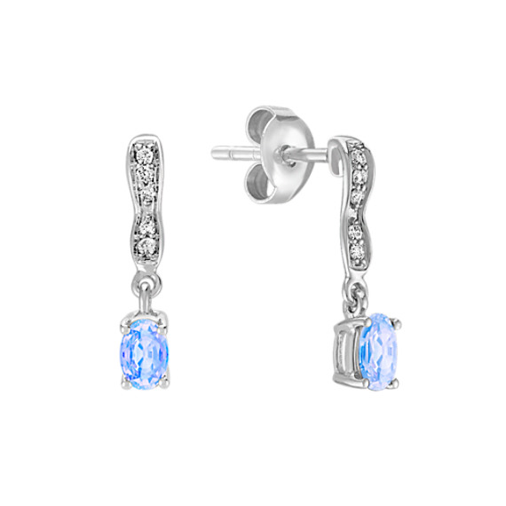 Oval Ice Sapphire and Round Diamond Earrings Oval Ice Sapphire and Round Diamond Earrings