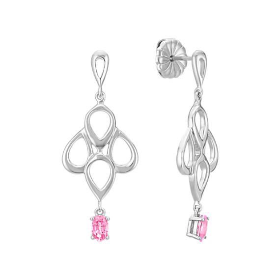 Oval Pink Sapphire Earrings in Sterling Silver Oval Pink Sapphire Earrings in Sterling Silver
