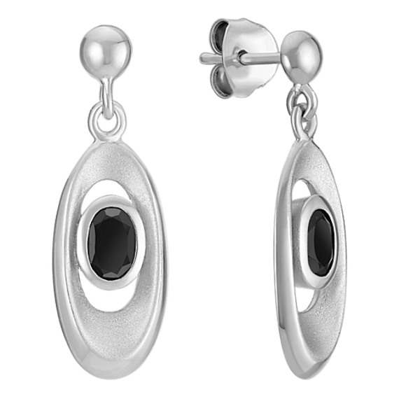 Oval Sterling Silver and Black Agate Earrings Oval Sterling Silver and Black Agate Earrings