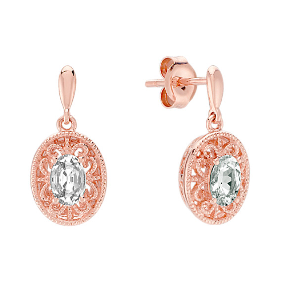 Oval White Sapphire Earrings in 14k Rose Gold Oval White Sapphire Earrings in 14k Rose Gold
