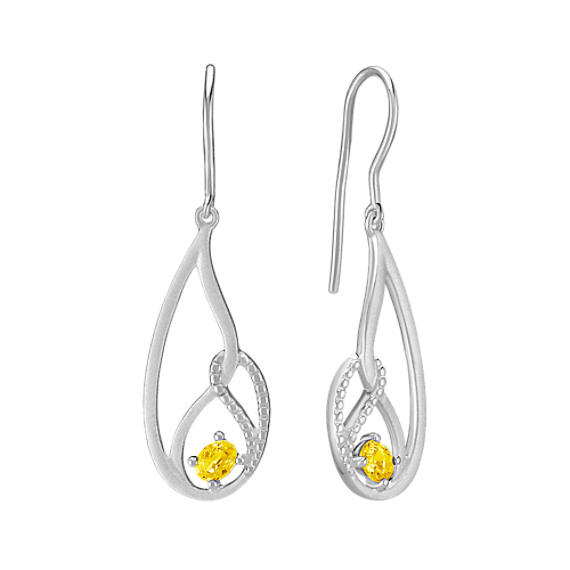 Oval Yellow Sapphire and Sterling Silver Earrings Oval Yellow Sapphire and Sterling Silver Earrings