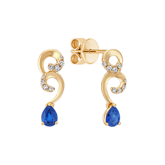 Pear-Shaped Sapphire and Round Diamond Earrings Pear-Shaped Sapphire and Round Diamond Earrings