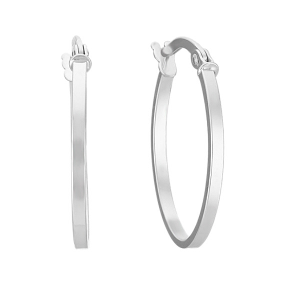 Polished 14k White Gold Hoop Earrings Polished 14k White Gold Hoop Earrings