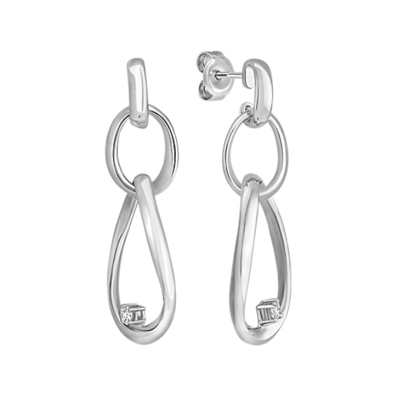Round Diamond and Sterling Silver Earrings Round Diamond and Sterling Silver Earrings