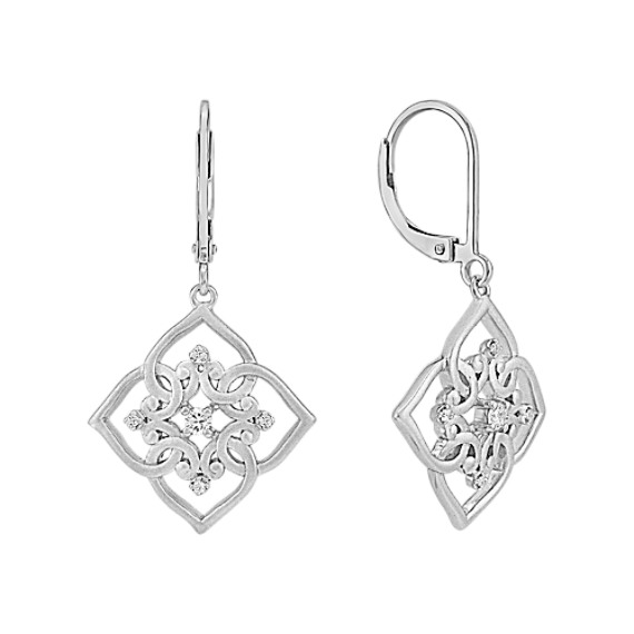 Round Diamond and Sterling Silver Earrings Round Diamond and Sterling Silver Earrings