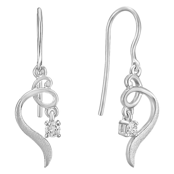 Round Diamond and Sterling Silver Earrings Round Diamond and Sterling Silver Earrings