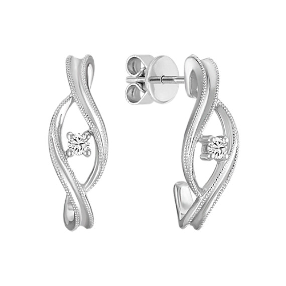 Round Diamond and Sterling Silver Earrings Round Diamond and Sterling Silver Earrings